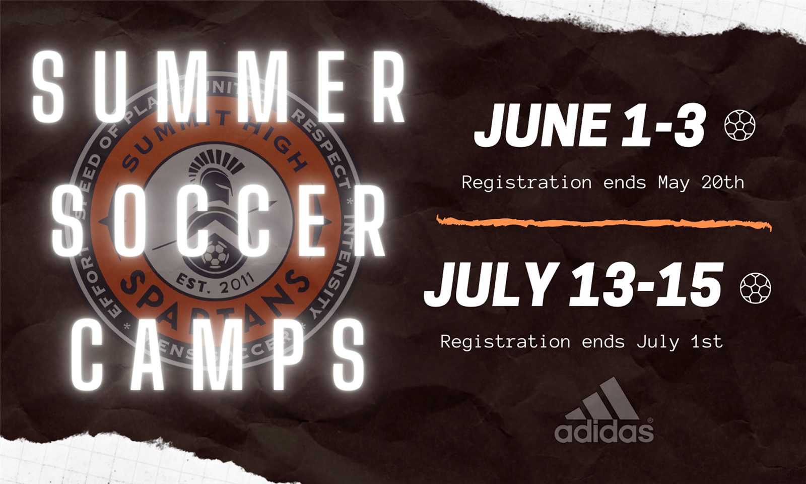 Summit High Soccer Camp informational graphic 